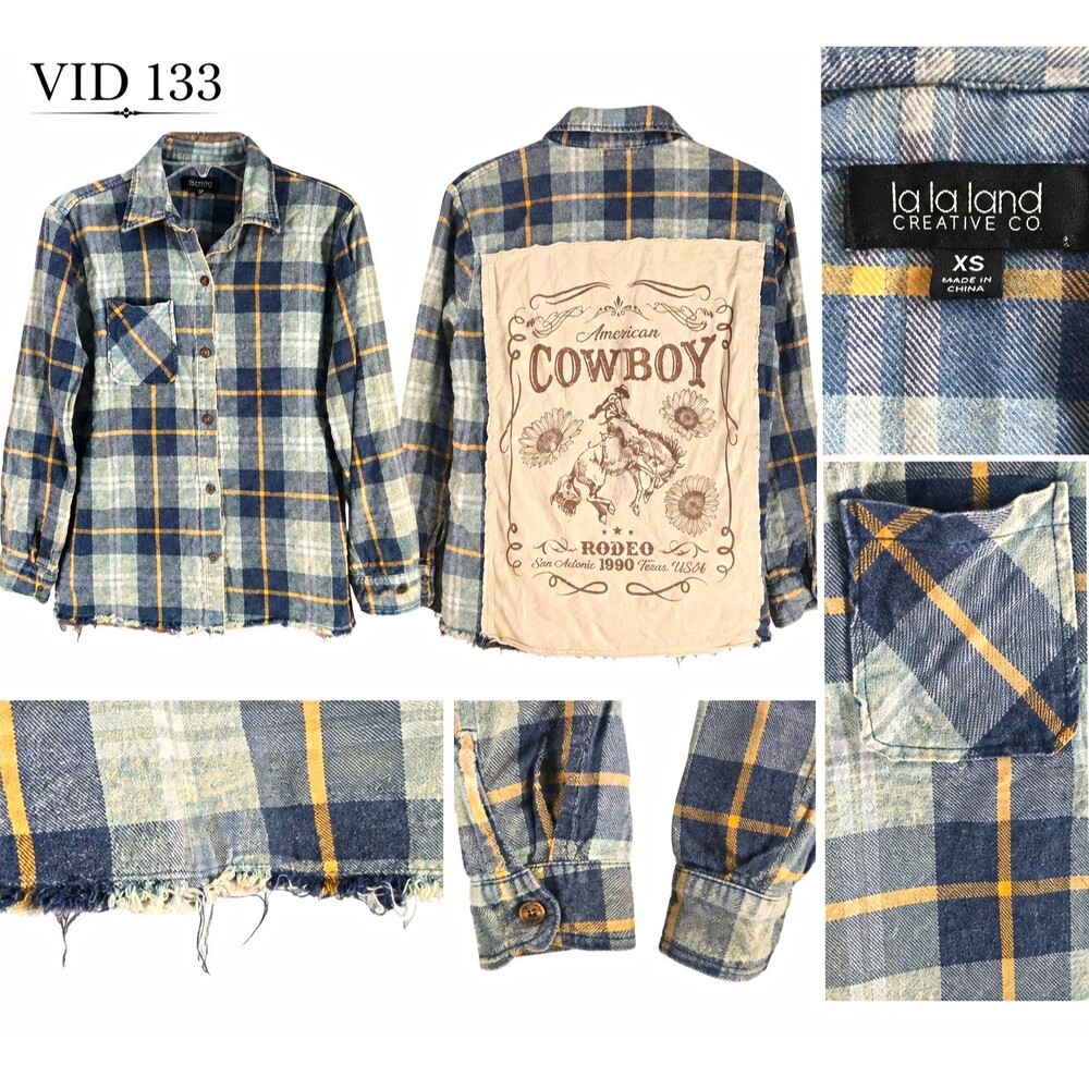 La La Land Creative Co. Women’s XS Plaid Flannel Button-Up Cowboy Western Grunge
